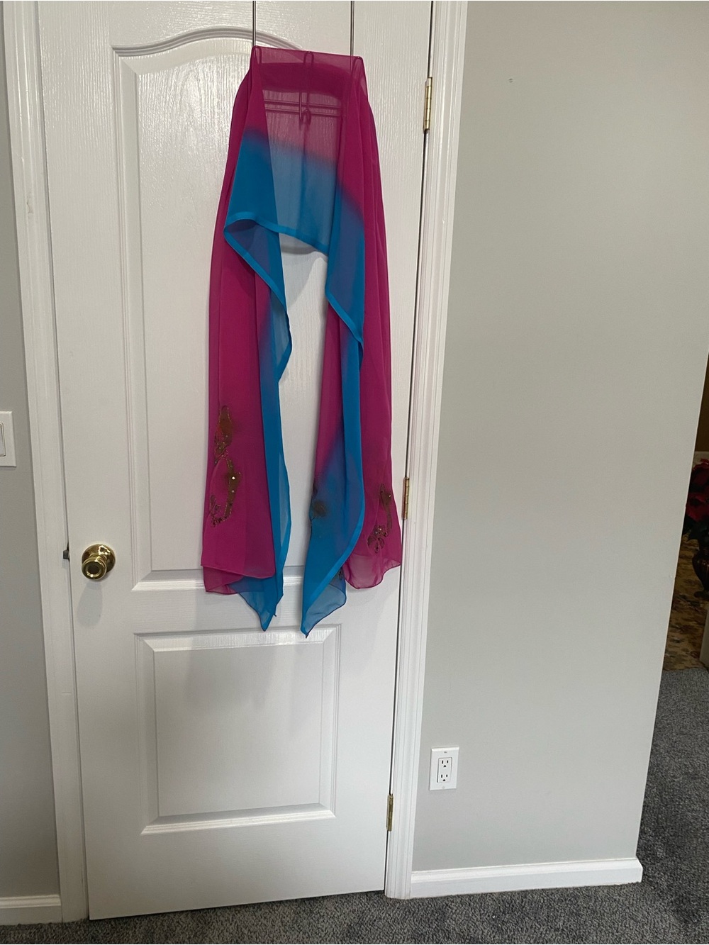 Lightweight Pink & Blue Ombre Scarf with Metallic Accents